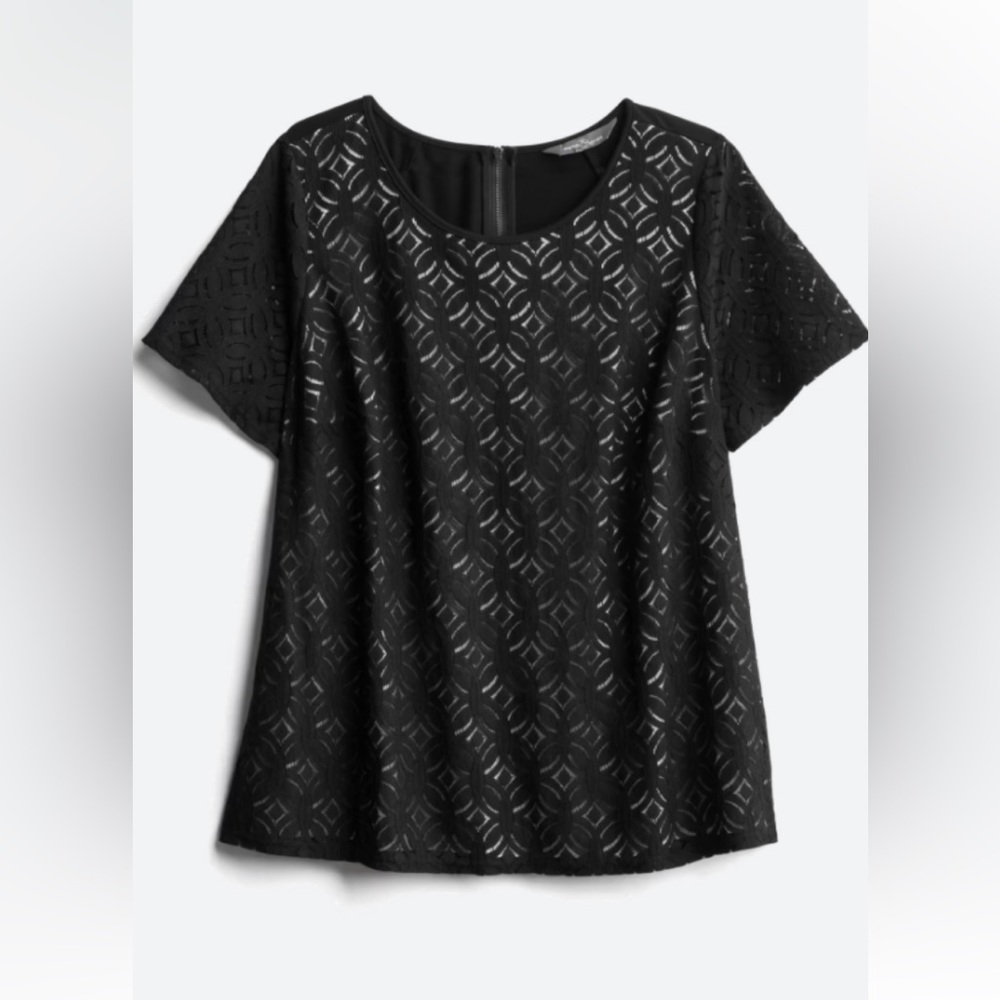 Hans Crochet Front Mixed Material Top